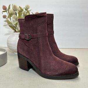 Sam Edelman Simona Leather Bootie Buckle Side Zip Burgundy Women's US 7 NWOB